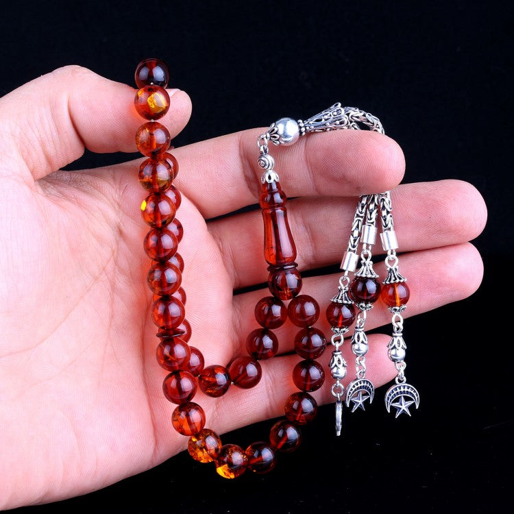 Original Drop Amber Rosary – Silver Tassel