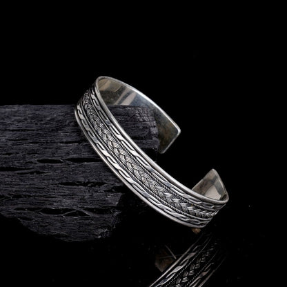Bracelet pour hommes en argent sterling à motifs de tricot 925
