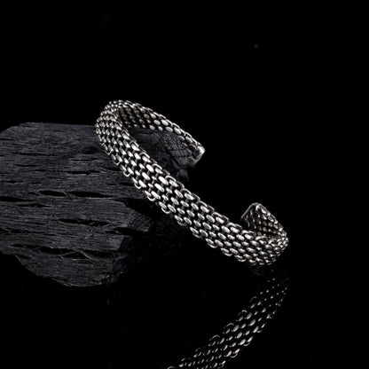 925 Sterling Silver Knitting Motif Bracelet pour hommes