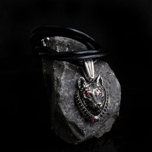 925er Sterling Silber Herren Halskette mit Wolf Motiven
