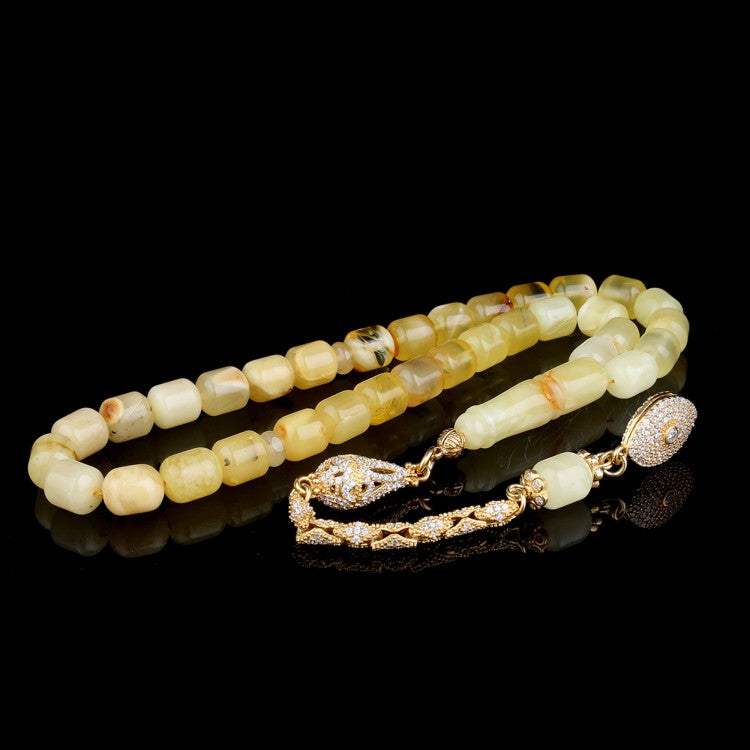 Gold Plated Silver Tassule Capsule Cutting Drop Amber Tesbih