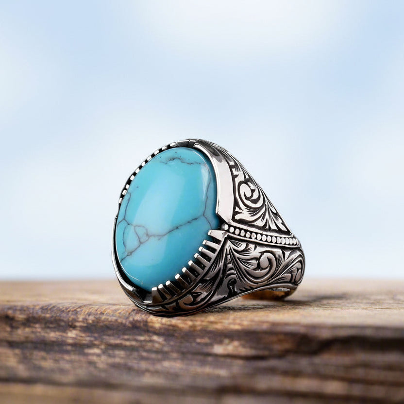 Herrenring aus 925er Silber mit Türkisstein