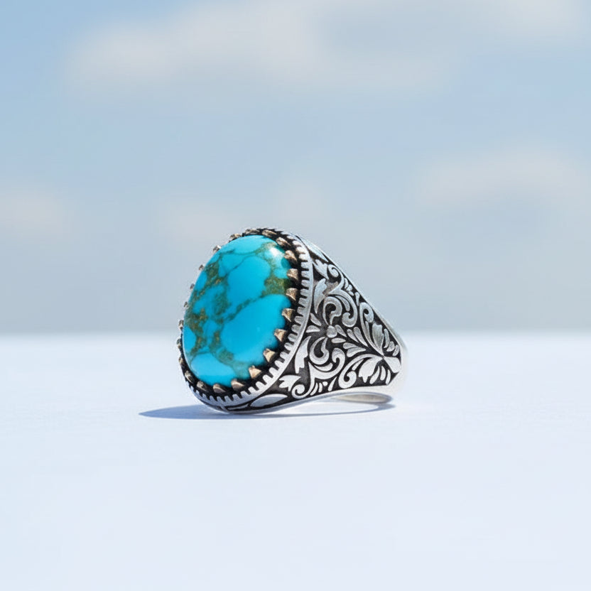 925 sterling silver turquoise stone ring