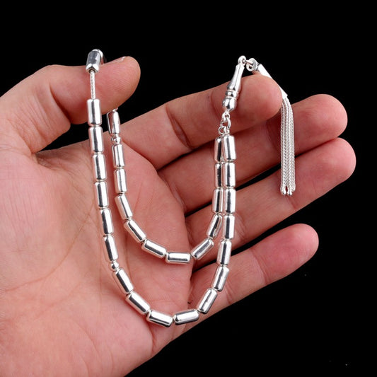 925 Sterling Silver Capsule Cut Misbaha-Tesbih