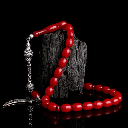 925 sterling silver tassel burgundy fire amber Hz. Ali tesbih