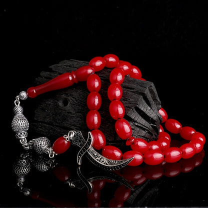 925 sterling silver tassel burgundy fire amber Hz. Ali tesbih
