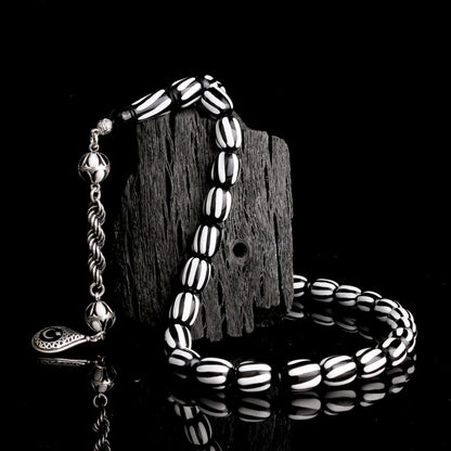 925 Sterling Silver Black Blanc Beşiktaş Ayyıldız Modèle Fire Amber