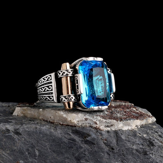 Blue Zircon 925 Sterling Silver Ring