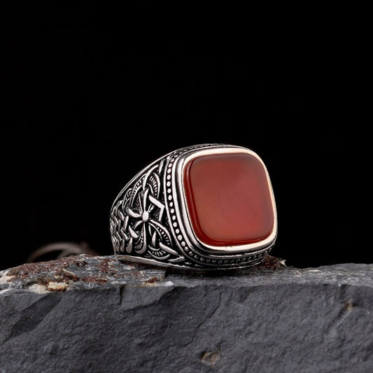 Men’s 925 Silver Ring with Agate Stone