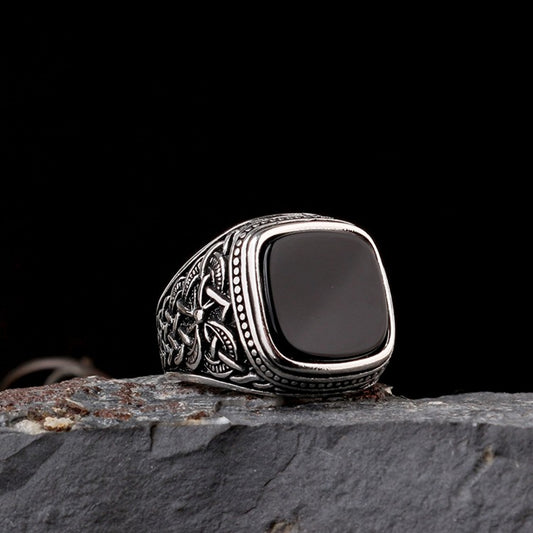 Men's 925 Silver Ring with Onyx Stone