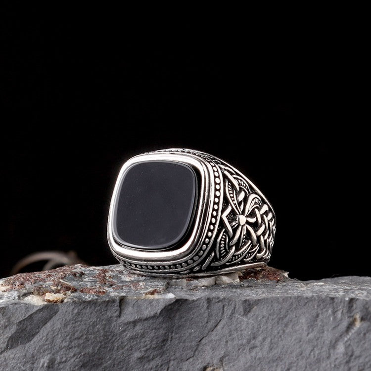 Men's 925 Silver Ring with Onyx Stone