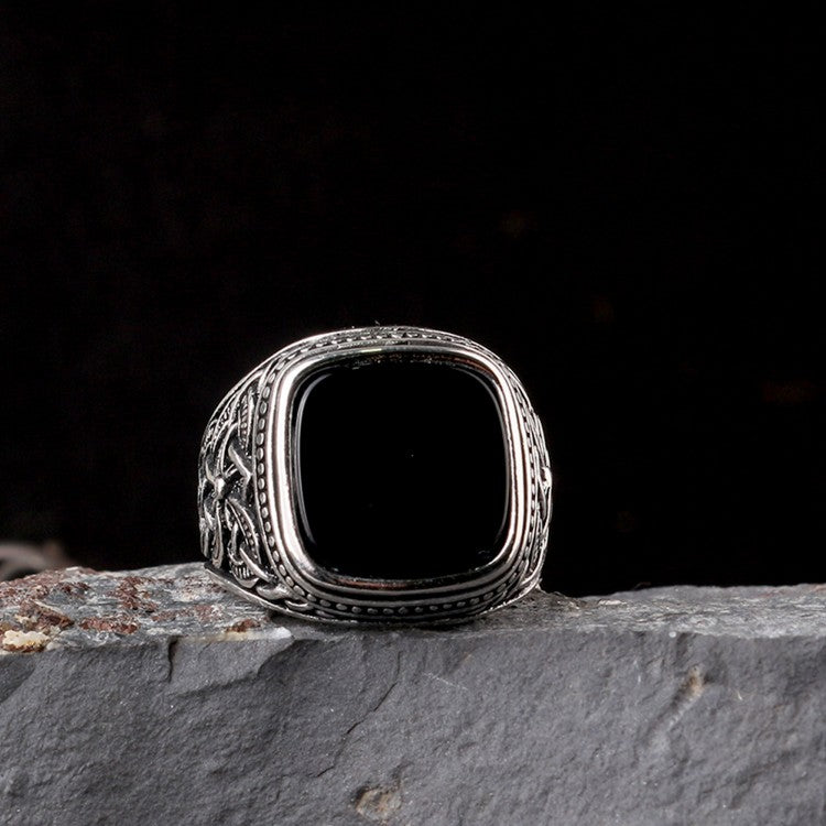 Men's 925 Silver Ring with Onyx Stone