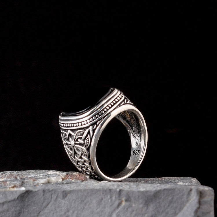 Men's 925 Silver Ring with Onyx Stone