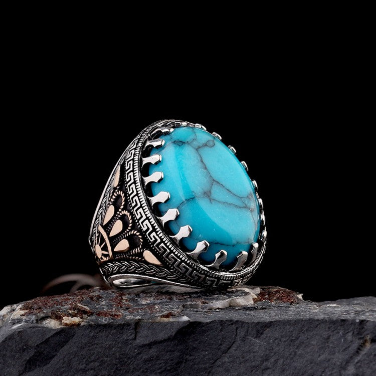925 Sterling Silver Ring with Genuine Turquoise