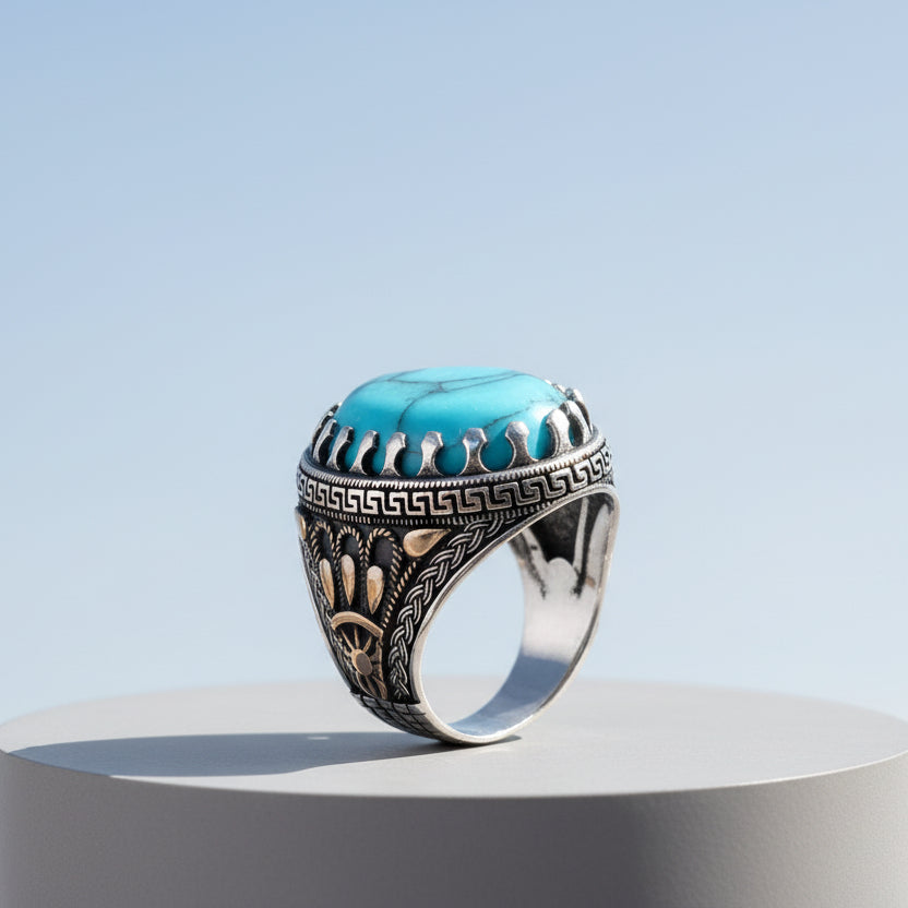 Original Turquoise Stone 925 Sterling Silver Ring