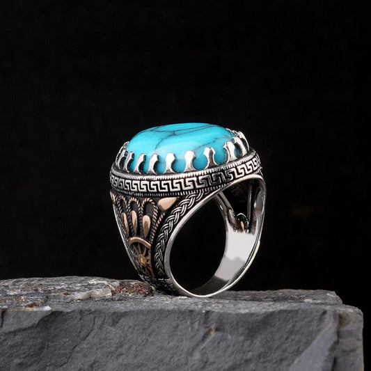 925 Sterling Silver Ring with Genuine Turquoise