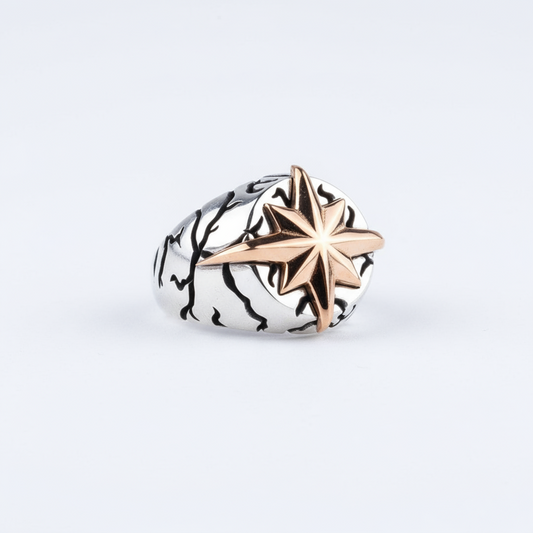 Herrenring mit Kompassstern aus 925er Silber