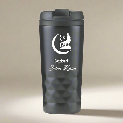 RVS Black Thermos Cup nommé Logolu