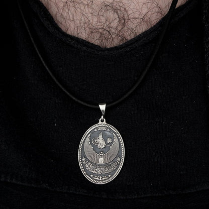 Osmanlı Tuğralı Erkek Gümüş Kolye