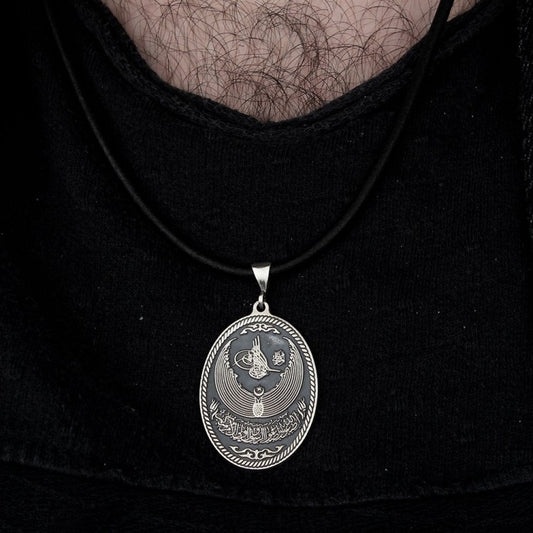 Osmanische Tugra Herrenkette 925er Sterling Silber