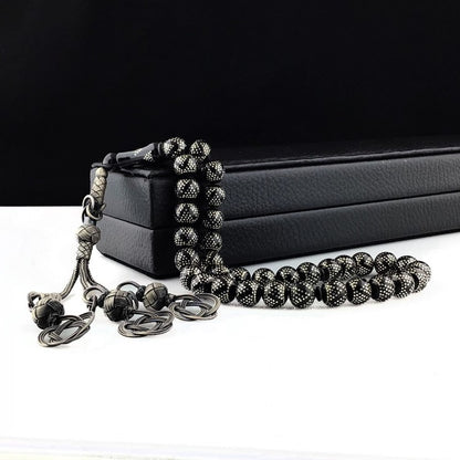 Siyah Ateş Kehribar Tesbih – Kazaziye Püsküllü