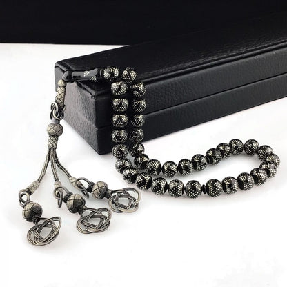 Siyah Ateş Kehribar Tesbih – Kazaziye Püsküllü