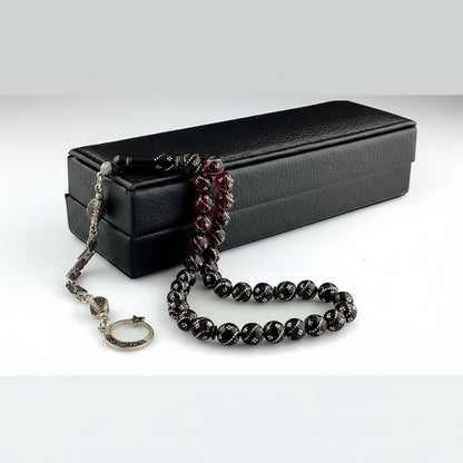 Zirkon Taşlı Ay Yıldız Model Ateş Kehribar Tesbih