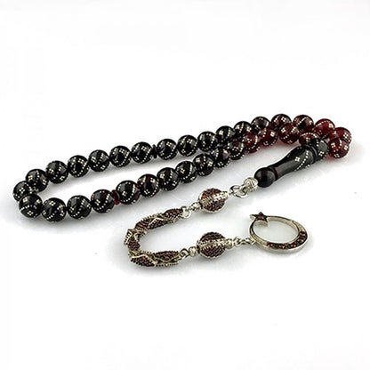 Zirkon Taşlı Ay Yıldız Model Ateş Kehribar Tesbih